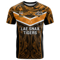 Papua New Guinea Rugby T Shirt Lae Snax Tigers PNG Polynesian Pattern LT14 Orange - Polynesian Pride
