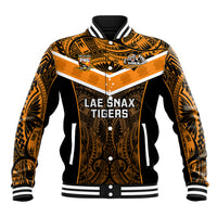 Custom Papua New Guinea Rugby Baseball Jacket Lae Snax Tigers PNG Polynesian Pattern LT14 Unisex Orange - Polynesian Pride
