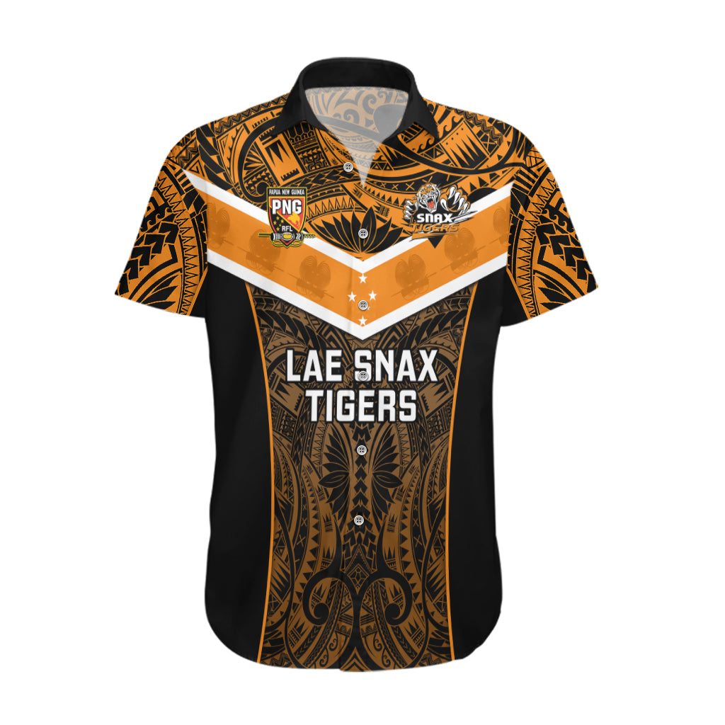 Custom Papua New Guinea Rugby Hawaiian Shirt Lae Snax Tigers PNG Polynesian Pattern LT14 Orange - Polynesian Pride