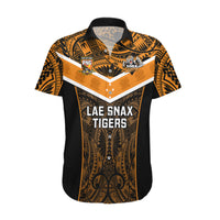 Custom Papua New Guinea Rugby Hawaiian Shirt Lae Snax Tigers PNG Polynesian Pattern LT14 Orange - Polynesian Pride
