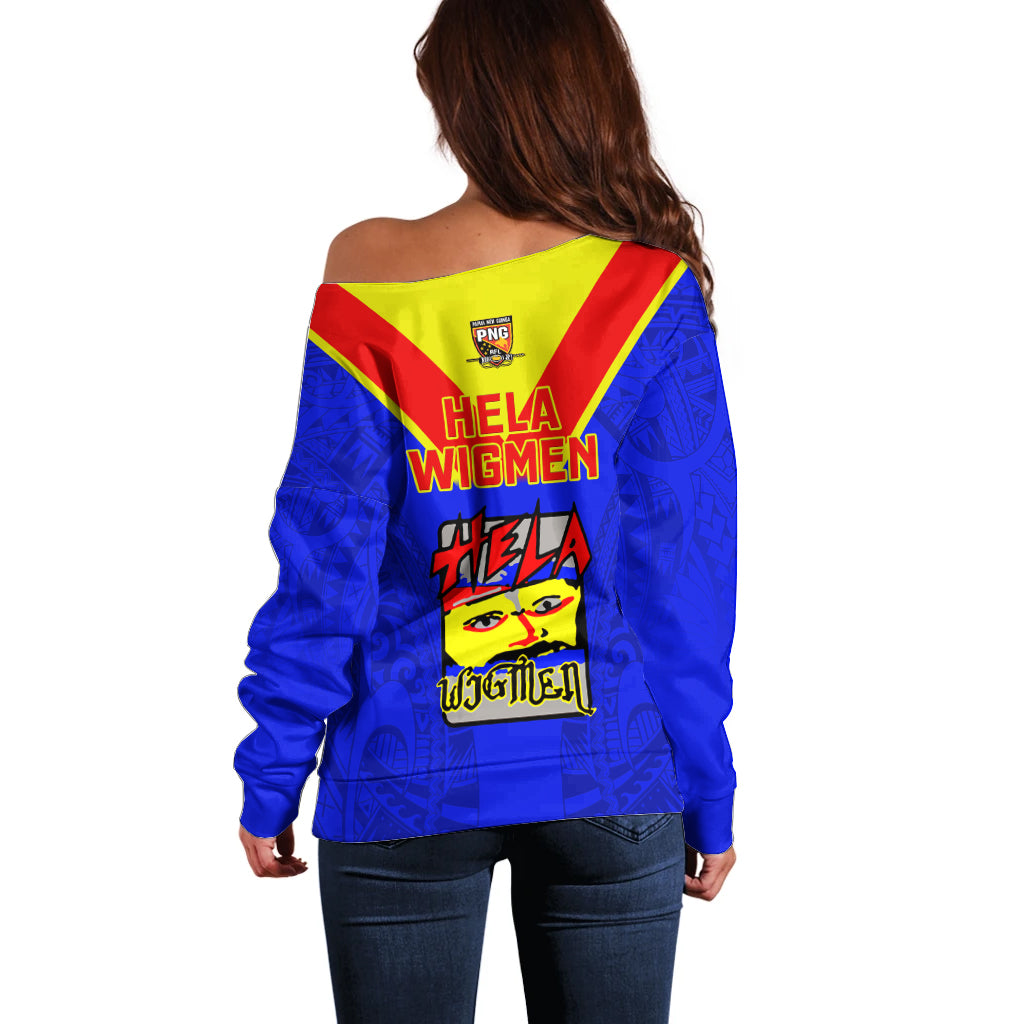 Papua New Guinea Rugby Off Shoulder Sweater Hela Wigmen PNG Polynesian Pattern LT14 - Polynesian Pride