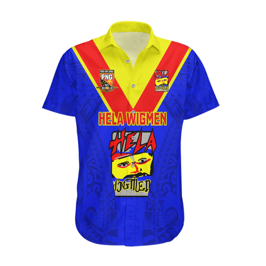 Custom Papua New Guinea Rugby Hawaiian Shirt Hela Wigmen PNG Polynesian Pattern LT14 Blue - Polynesian Pride