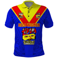 Custom Papua New Guinea Rugby Polo Shirt Hela Wigmen PNG Polynesian Pattern LT14 Blue - Polynesian Pride