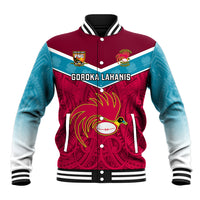 Papua New Guinea Rugby Baseball Jacket Goroka Lahanis PNG Polynesian Pattern LT14 Unisex Red - Polynesian Pride