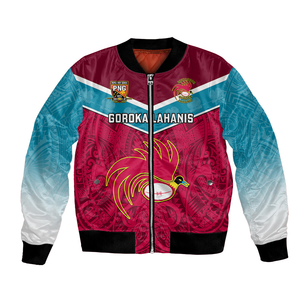 Papua New Guinea Rugby Bomber Jacket Goroka Lahanis PNG Polynesian Pattern LT14 Unisex Red - Polynesian Pride