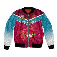 Papua New Guinea Rugby Bomber Jacket Goroka Lahanis PNG Polynesian Pattern LT14 Unisex Red - Polynesian Pride