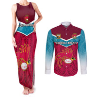 Papua New Guinea Rugby Couples Matching Tank Maxi Dress and Long Sleeve Button Shirts Goroka Lahanis PNG Polynesian Pattern LT14 Red - Polynesian Pride