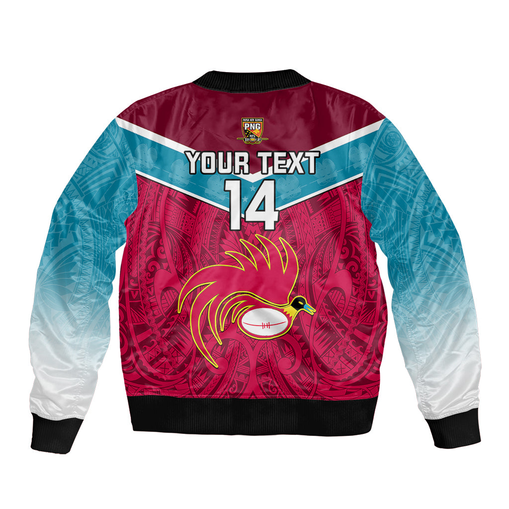 Custom Papua New Guinea Rugby Bomber Jacket Goroka Lahanis PNG Polynesian Pattern LT14 - Polynesian Pride
