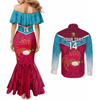 Custom Papua New Guinea Rugby Couples Matching Mermaid Dress and Long Sleeve Button Shirts Goroka Lahanis PNG Polynesian Pattern LT14 - Polynesian Pride