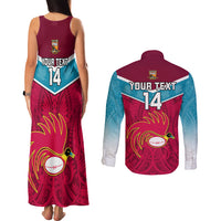 Custom Papua New Guinea Rugby Couples Matching Tank Maxi Dress and Long Sleeve Button Shirts Goroka Lahanis PNG Polynesian Pattern LT14 - Polynesian Pride