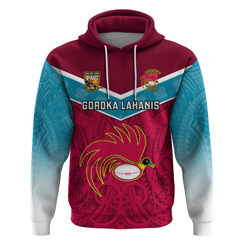 Custom Papua New Guinea Rugby Hoodie Goroka Lahanis PNG Polynesian Pattern LT14 Pullover Hoodie Red - Polynesian Pride