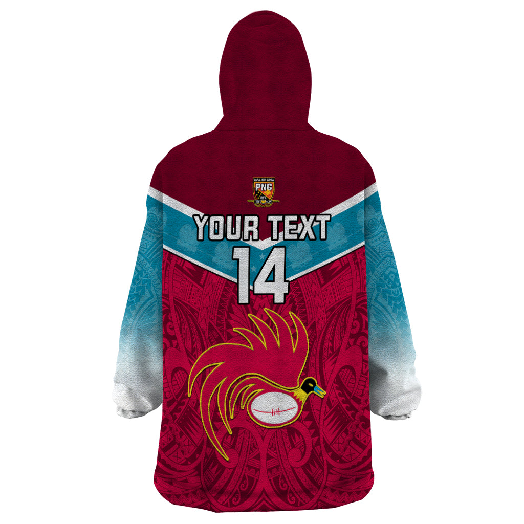 Custom Papua New Guinea Rugby Wearable Blanket Hoodie Goroka Lahanis PNG Polynesian Pattern LT14 - Polynesian Pride