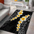 Black Tropical Plumeria With Galaxy Polynesian Art Area Rug