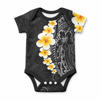 Black Tropical Plumeria With Galaxy Polynesian Art Baby Onesie