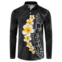 Black Tropical Plumeria With Galaxy Polynesian Art Button Sweatshirt