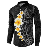 Black Tropical Plumeria With Galaxy Polynesian Art Button Sweatshirt