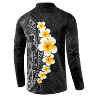 Black Tropical Plumeria With Galaxy Polynesian Art Button Sweatshirt