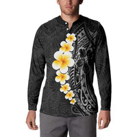 Black Tropical Plumeria With Galaxy Polynesian Art Button Sweatshirt