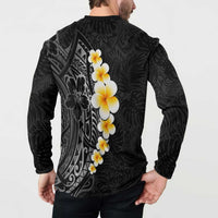 Black Tropical Plumeria With Galaxy Polynesian Art Button Sweatshirt