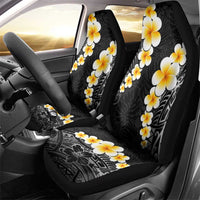 Black Tropical Plumeria With Galaxy Polynesian Art Car Seat Cover