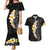 Black Tropical Plumeria With Galaxy Polynesian Art Couples Matching Mermaid Dress and Hawaiian Shirt