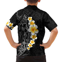 Black Tropical Plumeria With Galaxy Polynesian Art Family Matching Long Sleeve Bodycon Dress and Hawaiian Shirt LT14 - Polynesian Pride
