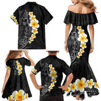 Black Tropical Plumeria With Galaxy Polynesian Art Family Matching Mermaid Dress and Hawaiian Shirt LT14 - Polynesian Pride