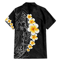Black Tropical Plumeria With Galaxy Polynesian Art Family Matching Puletasi and Hawaiian Shirt