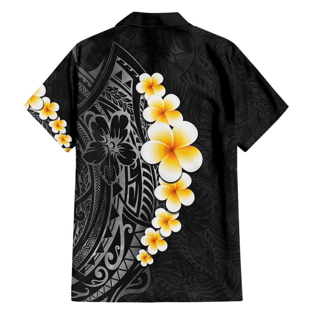 Black Tropical Plumeria With Galaxy Polynesian Art Family Matching Short Sleeve Bodycon Dress and Hawaiian Shirt LT14 - Polynesian Pride