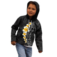 Black Tropical Plumeria With Galaxy Polynesian Art Kid Hoodie