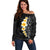 Black Tropical Plumeria With Galaxy Polynesian Art Off Shoulder Sweater