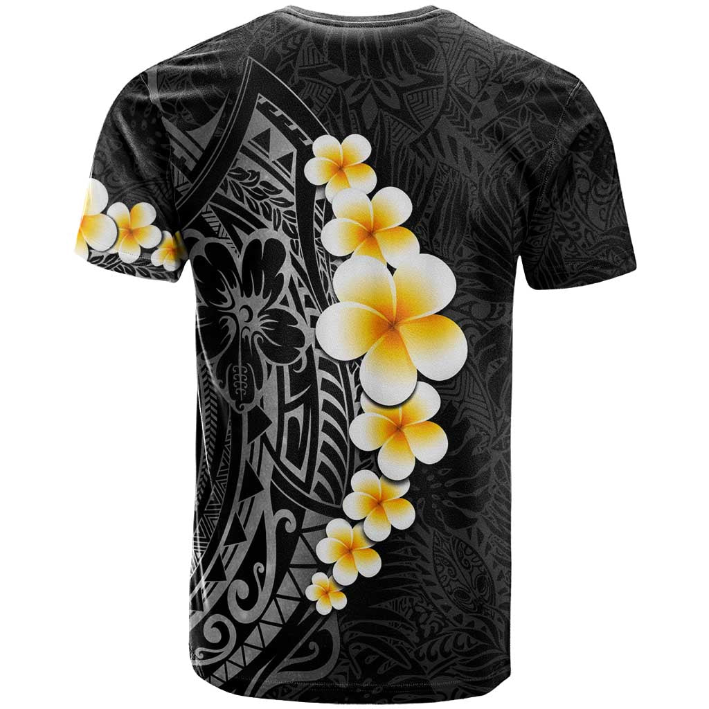 Black Tropical Plumeria With Galaxy Polynesian Art T Shirt LT14 - Polynesian Pride