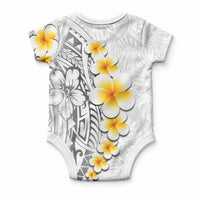 White Tropical Plumeria With Galaxy Polynesian Art Baby Onesie