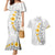 White Tropical Plumeria With Galaxy Polynesian Art Couples Matching Mermaid Dress and Hawaiian Shirt