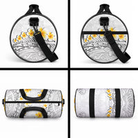 White Tropical Plumeria With Galaxy Polynesian Art Duffle Bag
