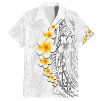 White Tropical Plumeria With Galaxy Polynesian Art Family Matching Long Sleeve Bodycon Dress and Hawaiian Shirt LT14 Dad's Shirt - Short Sleeve White - Polynesian Pride