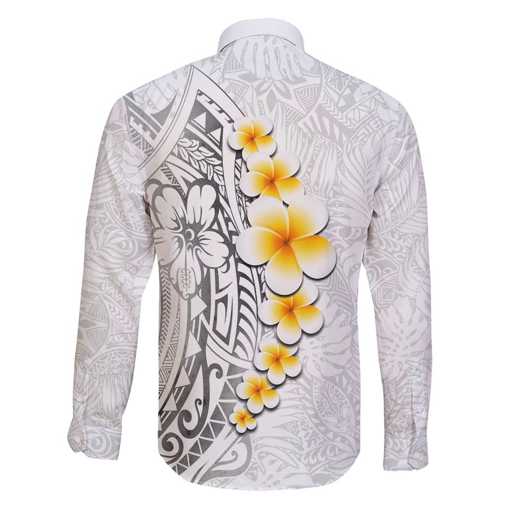 White Tropical Plumeria With Galaxy Polynesian Art Family Matching Long Sleeve Bodycon Dress and Hawaiian Shirt LT14 - Polynesian Pride
