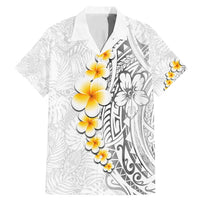 White Tropical Plumeria With Galaxy Polynesian Art Family Matching Mermaid Dress and Hawaiian Shirt LT14 Dad's Shirt - Short Sleeve White - Polynesian Pride