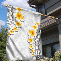 White Tropical Plumeria With Galaxy Polynesian Art Garden Flag
