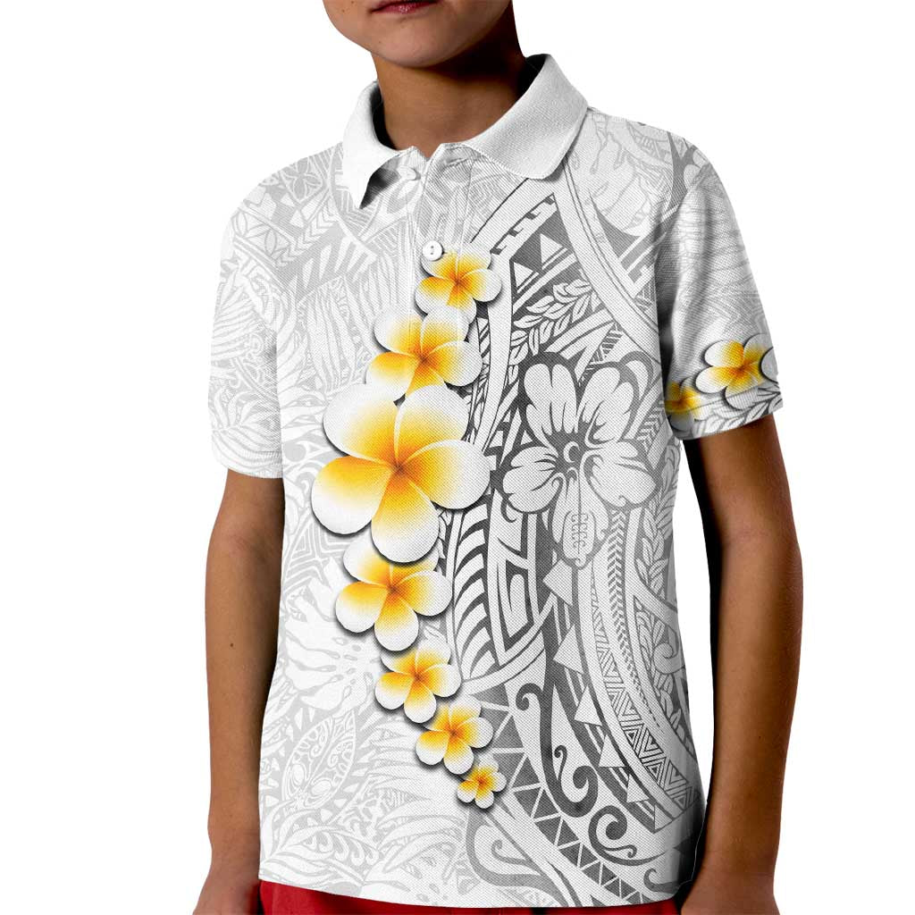 White Tropical Plumeria With Galaxy Polynesian Art Kid Polo Shirt LT14 Kid White - Polynesian Pride