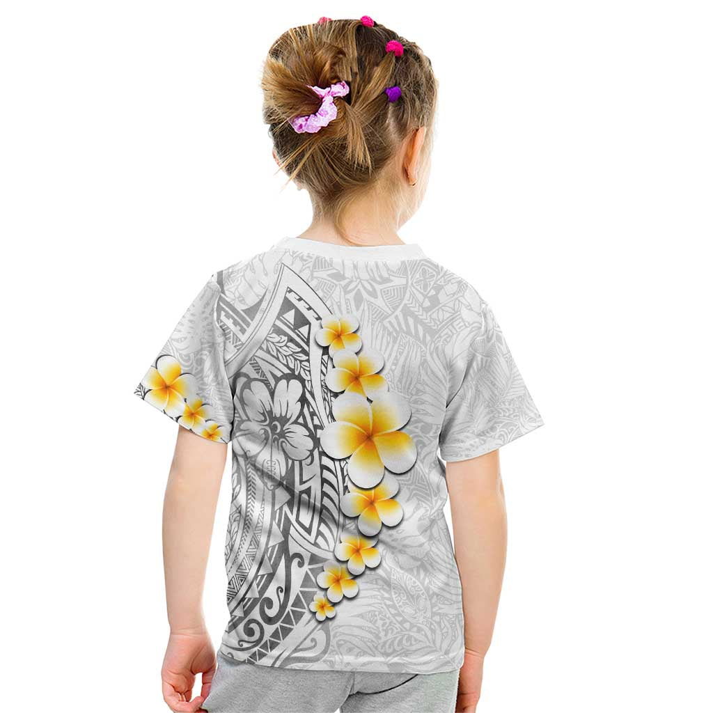 White Tropical Plumeria With Galaxy Polynesian Art Kid T Shirt LT14 - Polynesian Pride