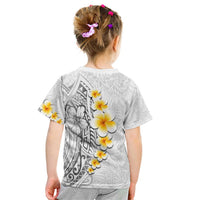 White Tropical Plumeria With Galaxy Polynesian Art Kid T Shirt LT14 - Polynesian Pride
