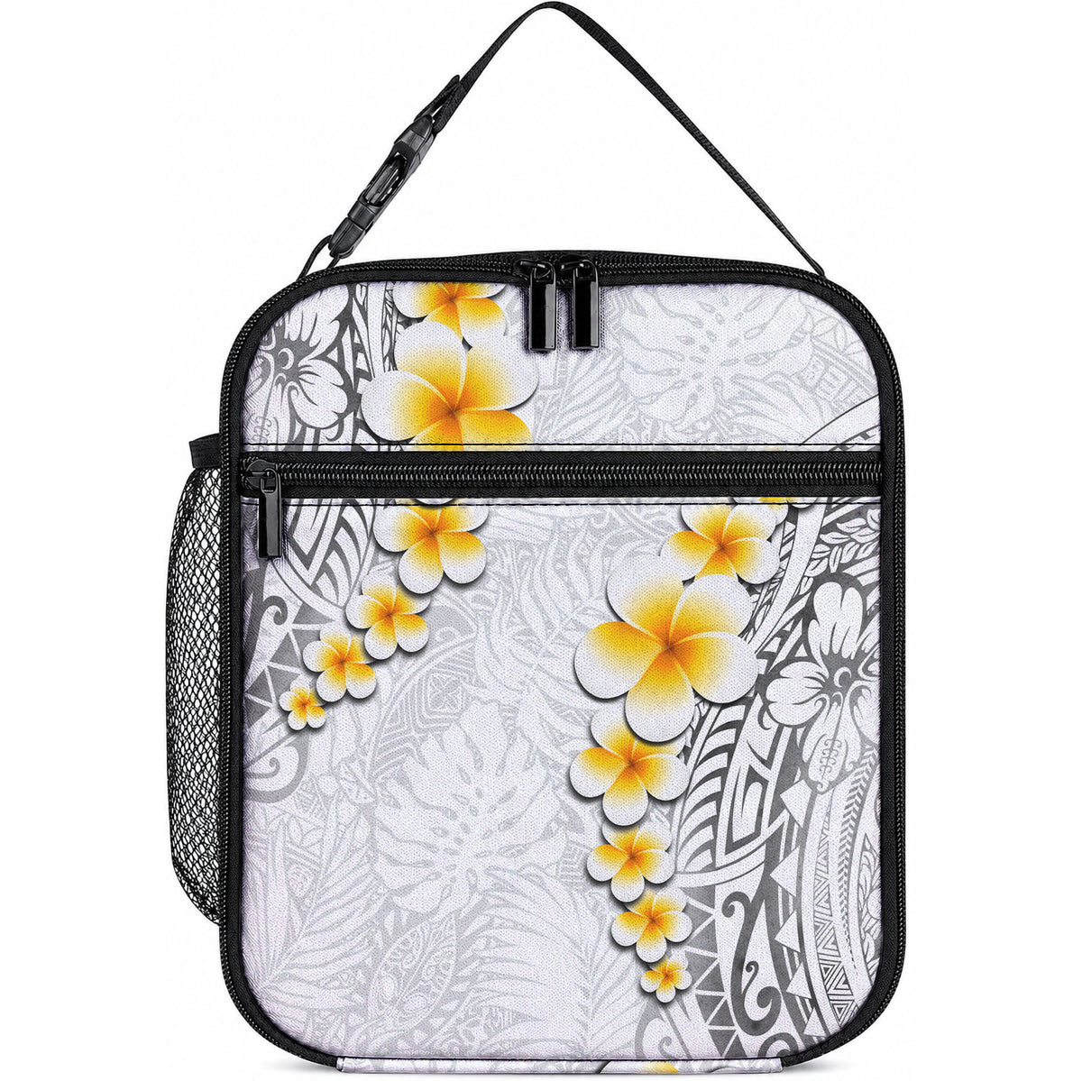 White Tropical Plumeria With Galaxy Polynesian Art Lunch Bag