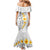 White Tropical Plumeria With Galaxy Polynesian Art Mermaid Dress