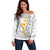 White Tropical Plumeria With Galaxy Polynesian Art Off Shoulder Sweater