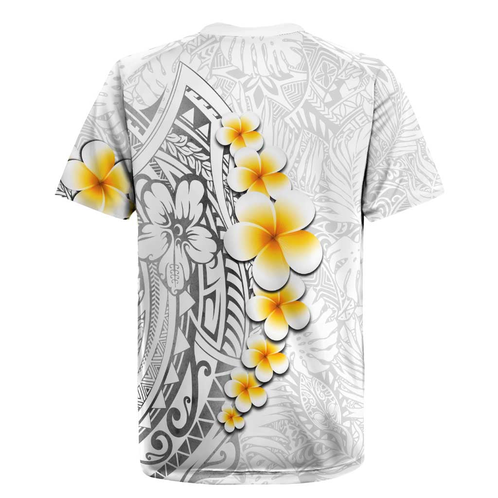 White Tropical Plumeria With Galaxy Polynesian Art Rugby Jersey