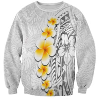 White Tropical Plumeria With Galaxy Polynesian Art Sweatshirt