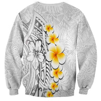 White Tropical Plumeria With Galaxy Polynesian Art Sweatshirt