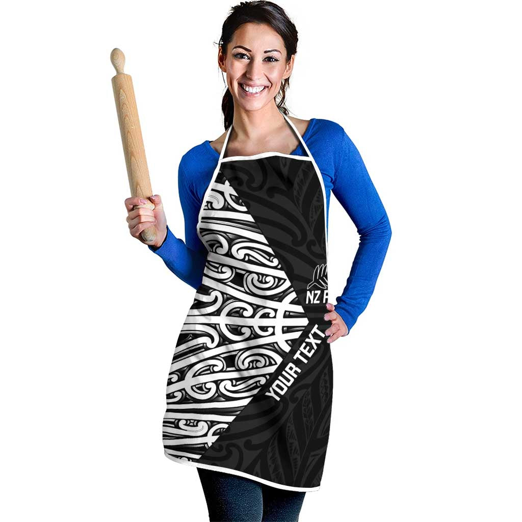 New Zealand Silver Fern Rugby Custom Apron Maori Koru Go Black Fern - Polynesian Pride