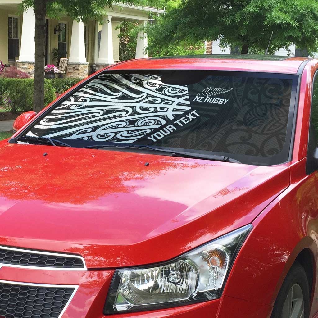 New Zealand Silver Fern Rugby Custom Auto Sun Shade Maori Koru Go Black Fern - Polynesian Pride